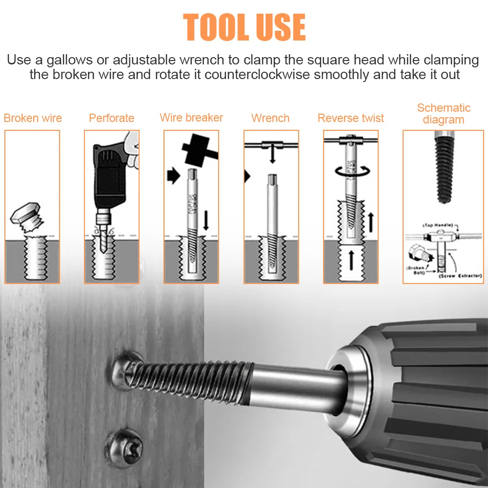 5/6pcs Hex Screw Extractors Tool Center Drill Bits Guide Set Damaged Bolt Remover Removal Tools Speed Easy Out Set Power Tools