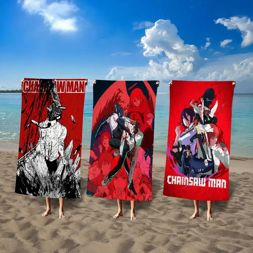 Anime Chainsaw Man Beach Towel Playa Baby Hotel Towels Bathroom Sauna Swimming Pool For Home Spa Travel Bath Microfiber Gym Sea