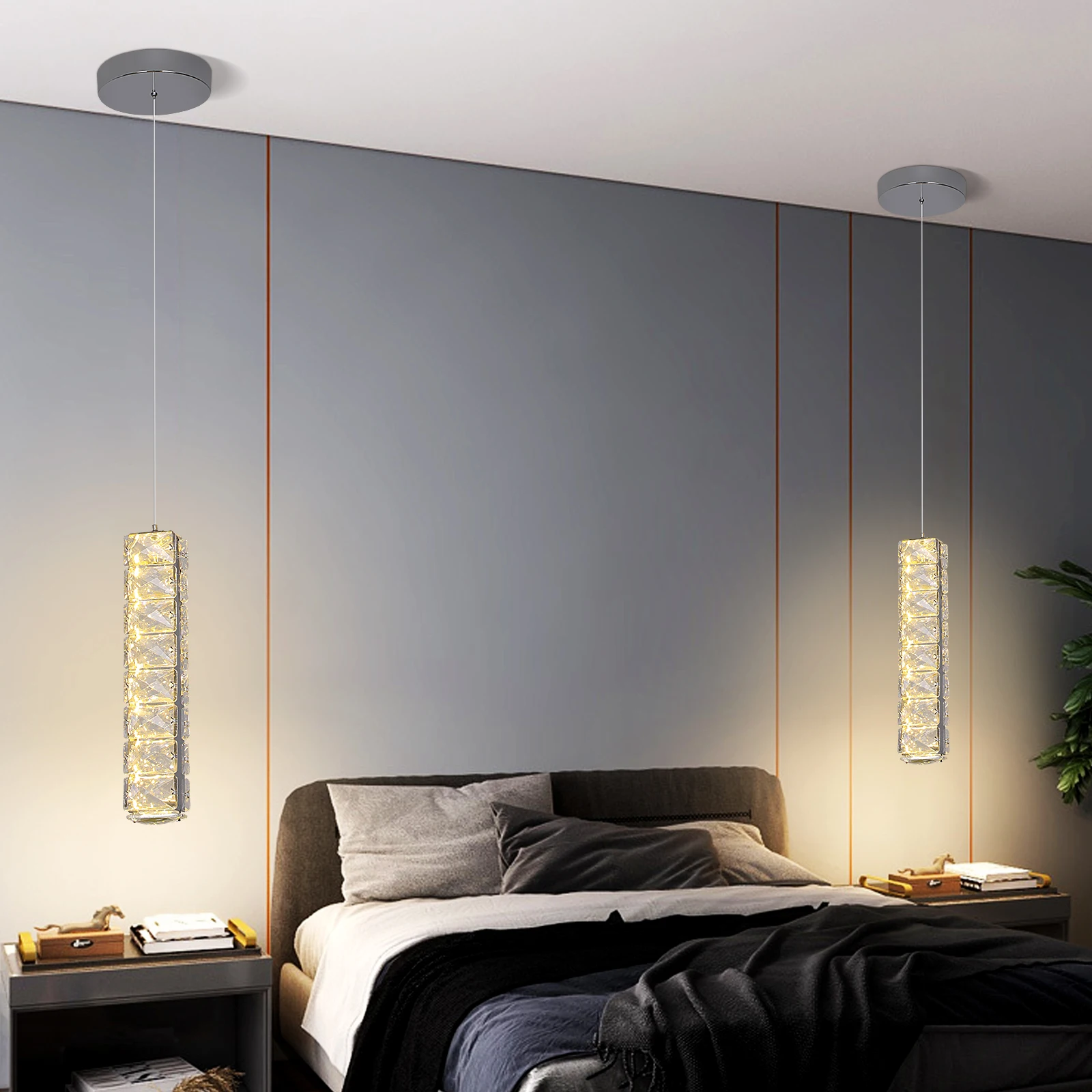 Modern K9 Crystal Ceiling Lamp Luxury Bedroom Restaurant Hanging Light Fixture Indoor Decor Living Room Lustre Chandelier Lamps