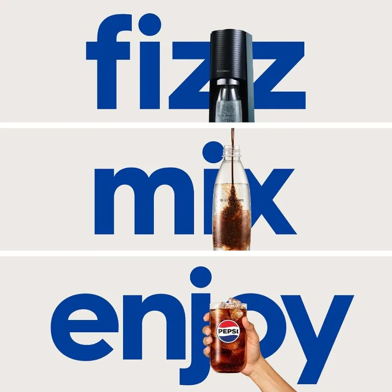 صانعة المياه الفوارة SodaStream Terra (أزرق ضبابي) مع زجاجة ثاني أكسيد الكربون وآمنة للاستخدام في غسالة الأطباق