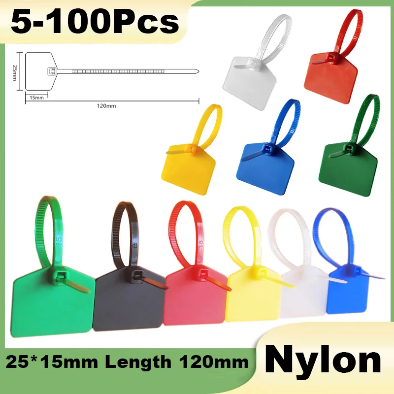 Self-locking Cable Tie Label Ties 25*15mm Writable Zip Nylon Marker Ties for Home Office Garden Storage Length 120mm