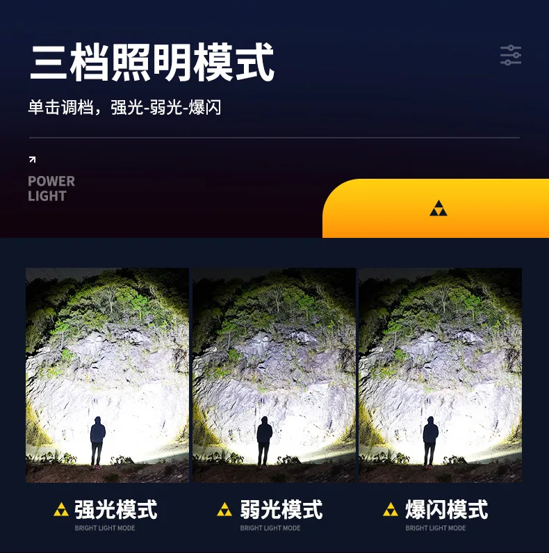 Flashlight Multifunctional Dual Light Source with Hook Rechargeable Lighting Zoom Tungsten Wire Ambient Camping Light