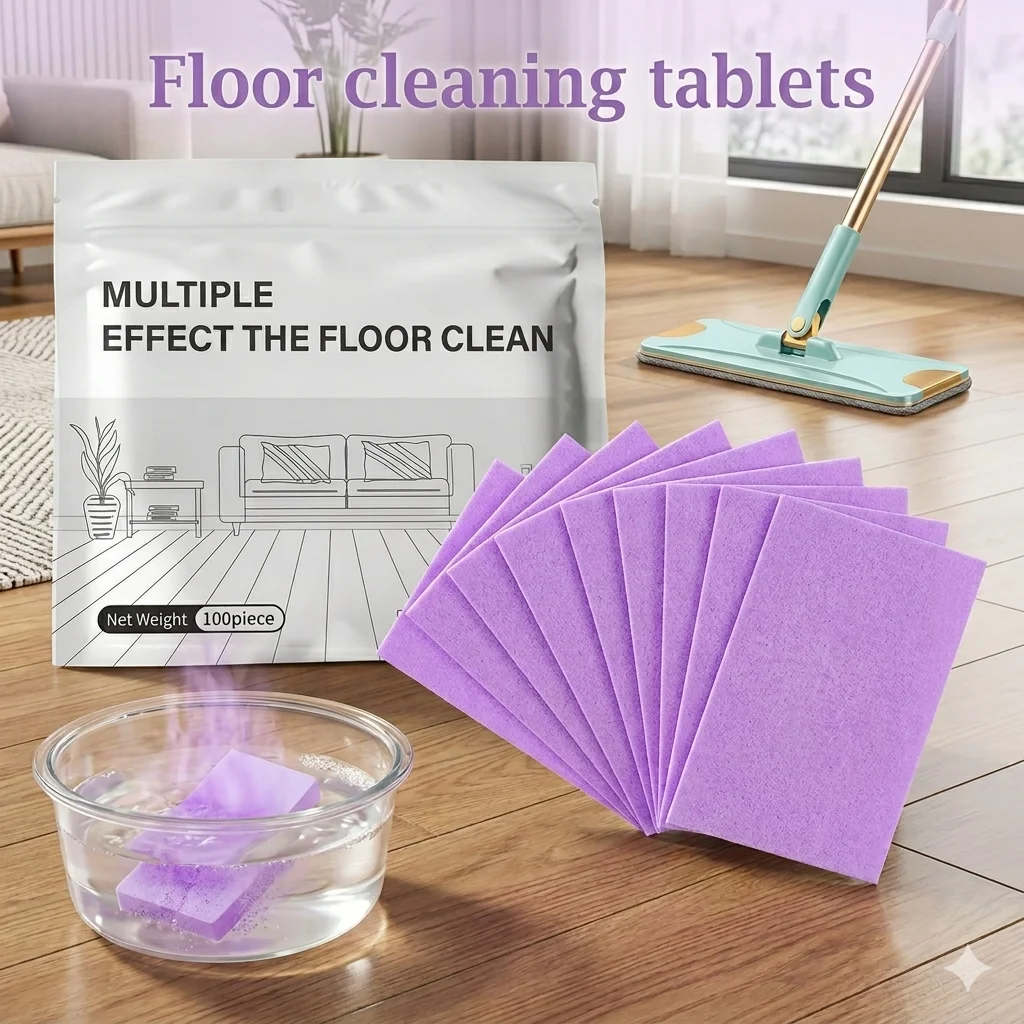 100Pcs Floor Cleaning Sheets Baby Safe Mild Formula Multi Surface Tile Wood Cleaner Stain Remover Fresh Fragrance Tablets