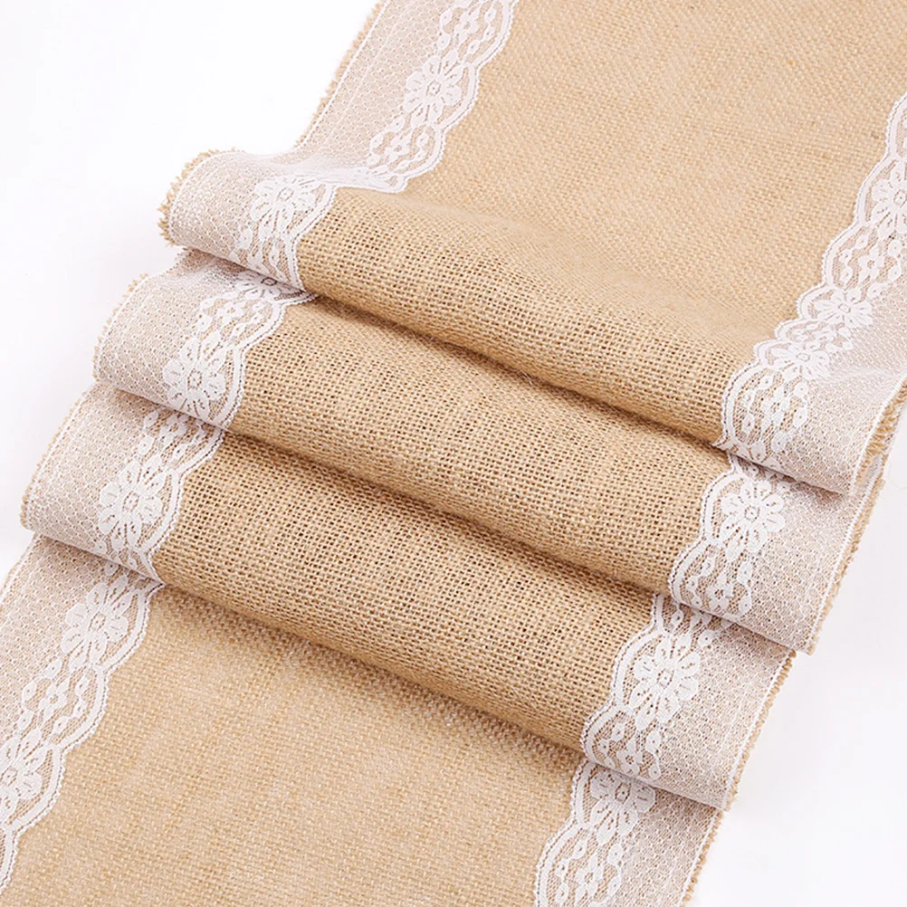 

Simple Lace Table Decor 30x275cm Wedding Jute Tablecloth Party Desk Cover Romantic Wedding Table Decor Lace Tablecloth