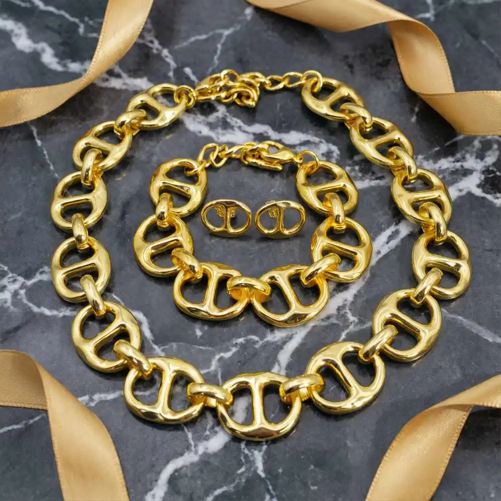 2026 Spain Retro Metallic Gold Silver Geometric Set Jewelry Three Piece Set Give Friends Party Gifts