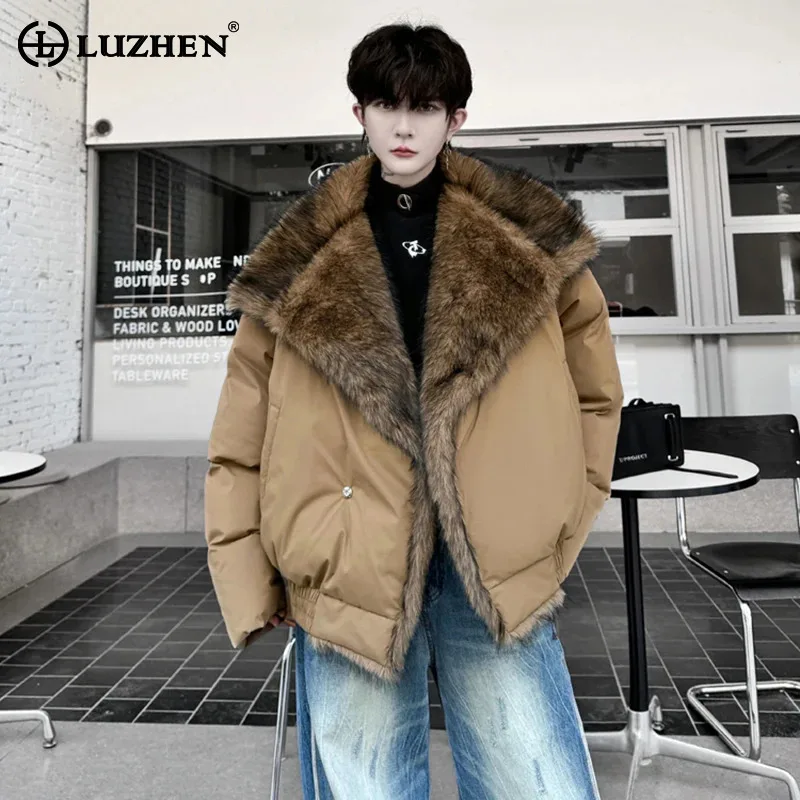 LUZHEN 2024 Winter Patchwork Imitation Fur Loose Liner Cotton Coat Warm Personalized Temperament Male Padded Jackets New LZ6693