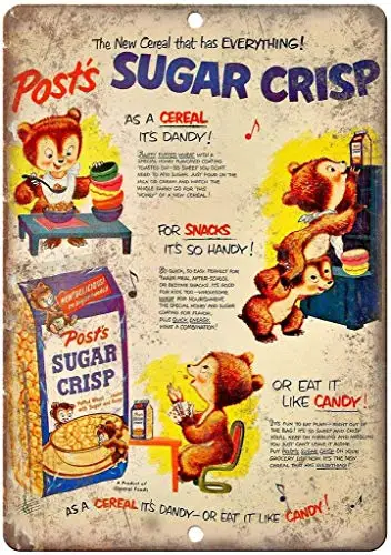 Aluminum Metal Sign for Wall Decor 8x12,Post's Sugar Crisp Cereal,Security Sign Metal Aluminum Novelty Warning Sign Metal Wall P