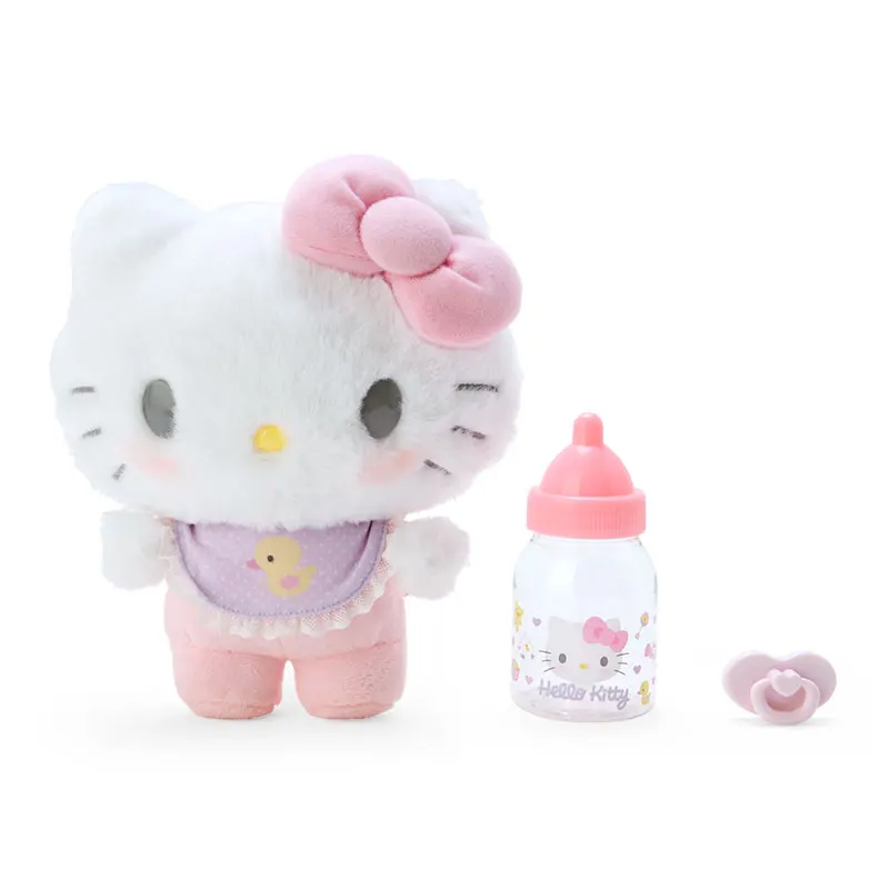 Sanrio-Conjunto de muñecos de peluche de la serie Biberón, casa de juego, Hellokitty My Melody Cinnamoroll, figuras de Anime, juguetes, regalo de cumpleaños