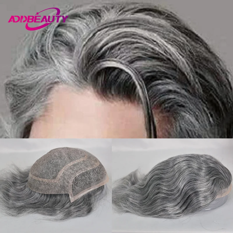 Bleached Knots Men Toupee Lace Front Hair Prosthesis Man Lace PU Base Indian Human Hair Wigs Natural Hair Replacement Hairline