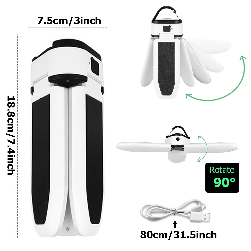 Foldable Solar Camping Lantern USB Rechargeable Portable Wireless Garage Light LED Hook Repair Lamp Outdoor Emergency Floodlight