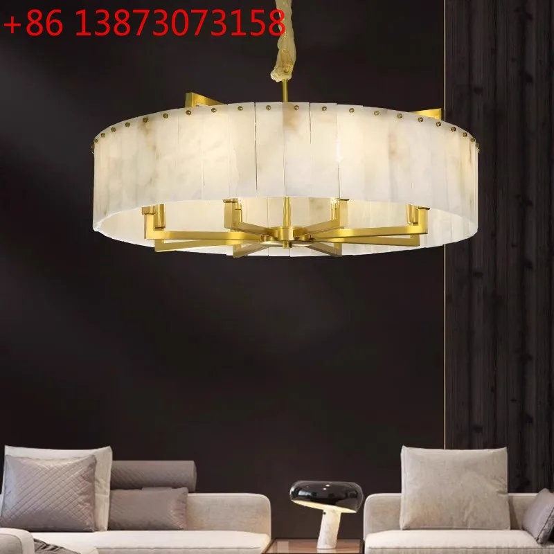

Постмодернистский свет, роскошная импортная люстра из натурального мрамора, полностью медная, свет для гостиной, столовой, круглый, простой, атмосферный