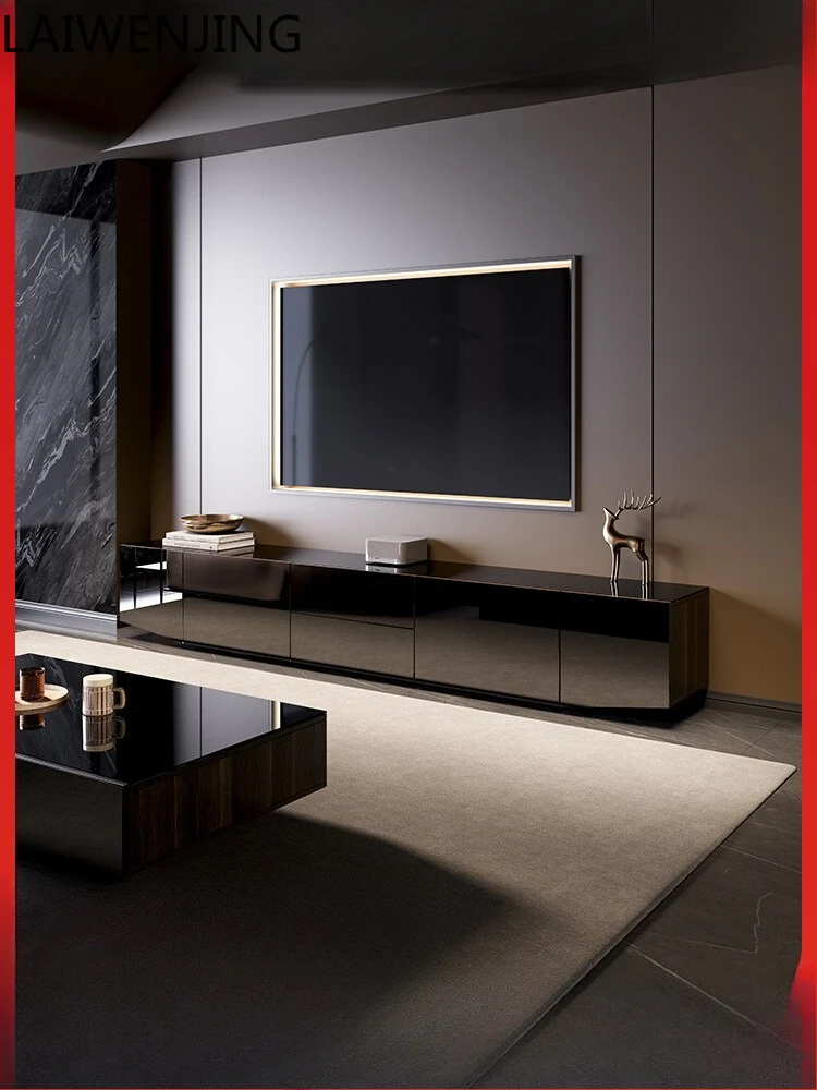 

MJY Italian floor-to-ceiling TV cabinet, new high-end glass TV cabinet in the living room