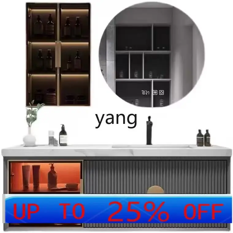 CX simple solid wood bathroom combination rock slab bathroom face wash basin bathroom cabinet washstand
