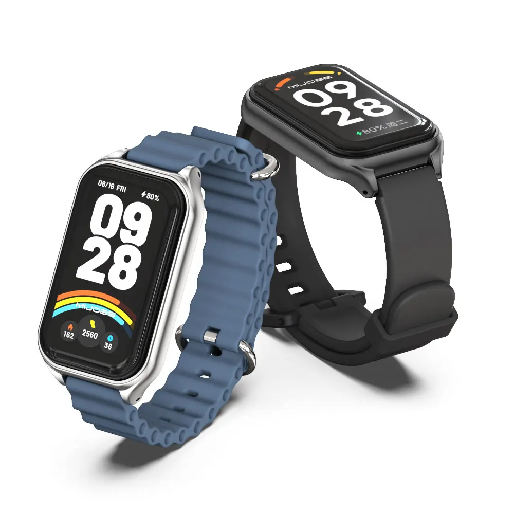 حزام للفرقة مي 9 سوار معصم نشط لشاومي مي باند 8 سوار سيليكون نشط لريدمي باند 2 3 إكسسوارات نمط رياضي