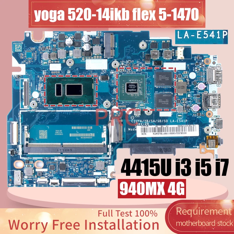 For LENOVO yoga 520-14ikb flex 5-1470 Laptop Motherboard LA-E541P 4415U i3 i5 i7 8th Gen 5B20Q15697 Notebook Mainboard