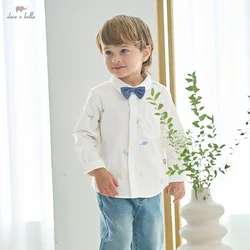 Dave Bella Children White Boys Shirts Kids Boys Girls Cotton Tops Dinosaur Print Shirts Students Clothing DB1250700