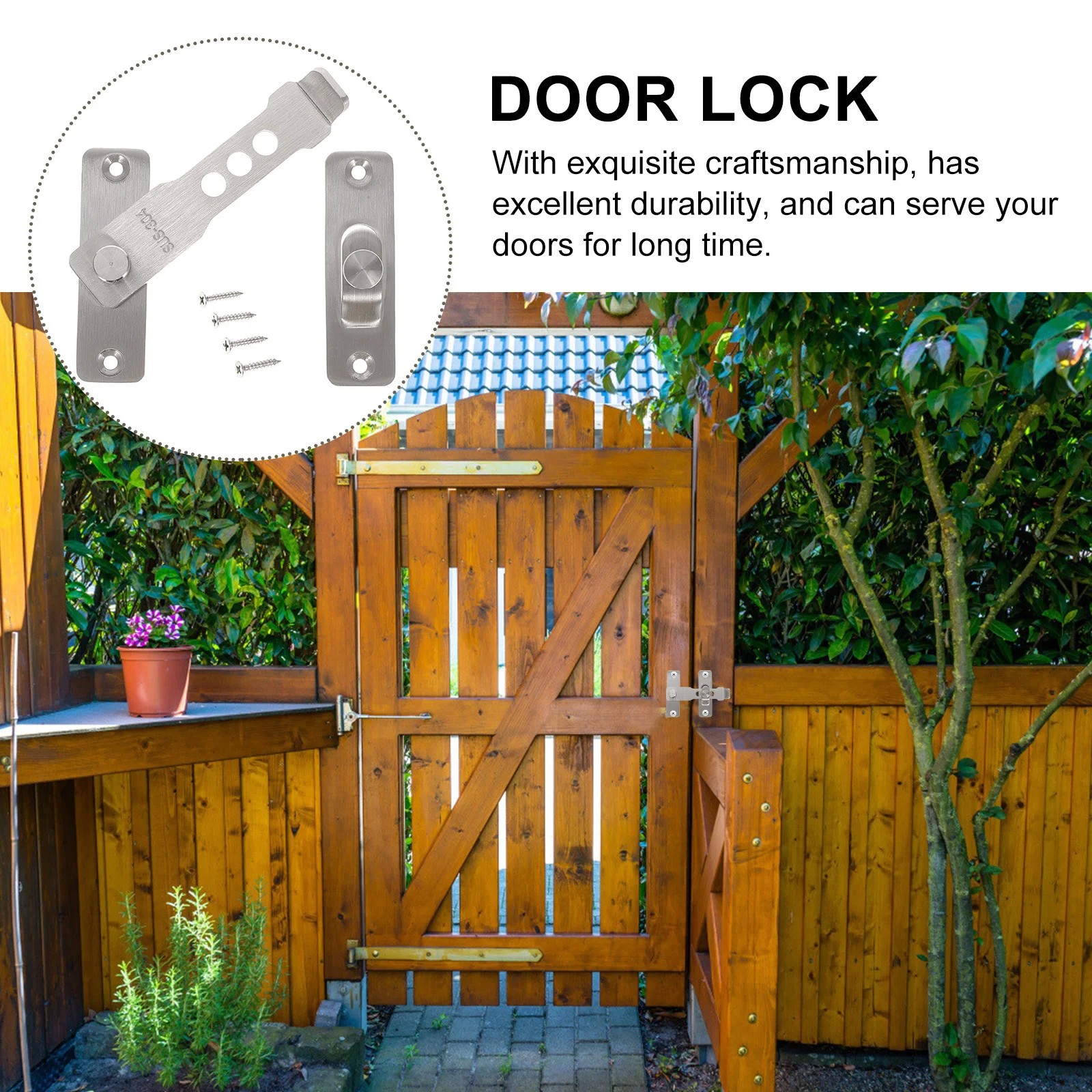 Stainless Steel Heavy Duty Safety Bolt Barn Corrosion Resistant Moisture Proof Sturdy Strong Easy Installation 360 Rotation Left