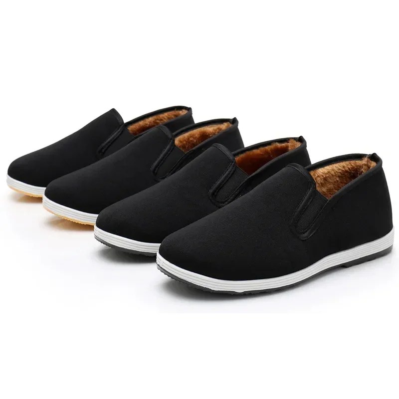 Wool Blended Kung Fu Shoes Winter Warm Cloth Shoes Men Women Chinese Kung Fu Wing Chun Tai Chi Slipper Martial Art Black Sneaker