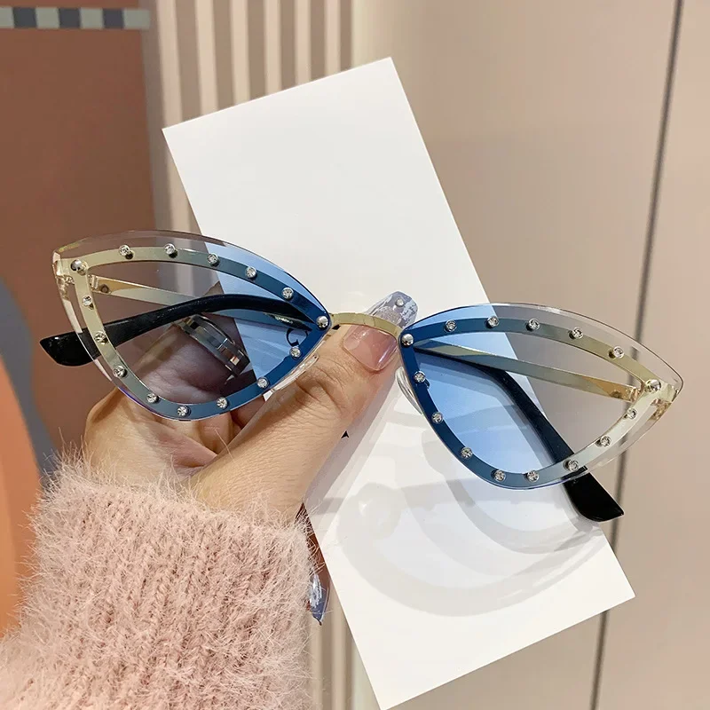 

Y2K Spice Girls Fashion Men's Cat-eye Diamond Advanced Sense Sunglasses Personality Outdoor Party Hipster Women Sunglasses Uv400