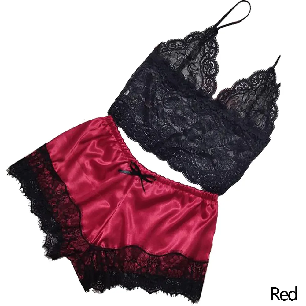 Conjunto Lingerie de pijamas feminino, tops e shorts, pijama babydoll, roupas íntimas, pijamas, 1 pc