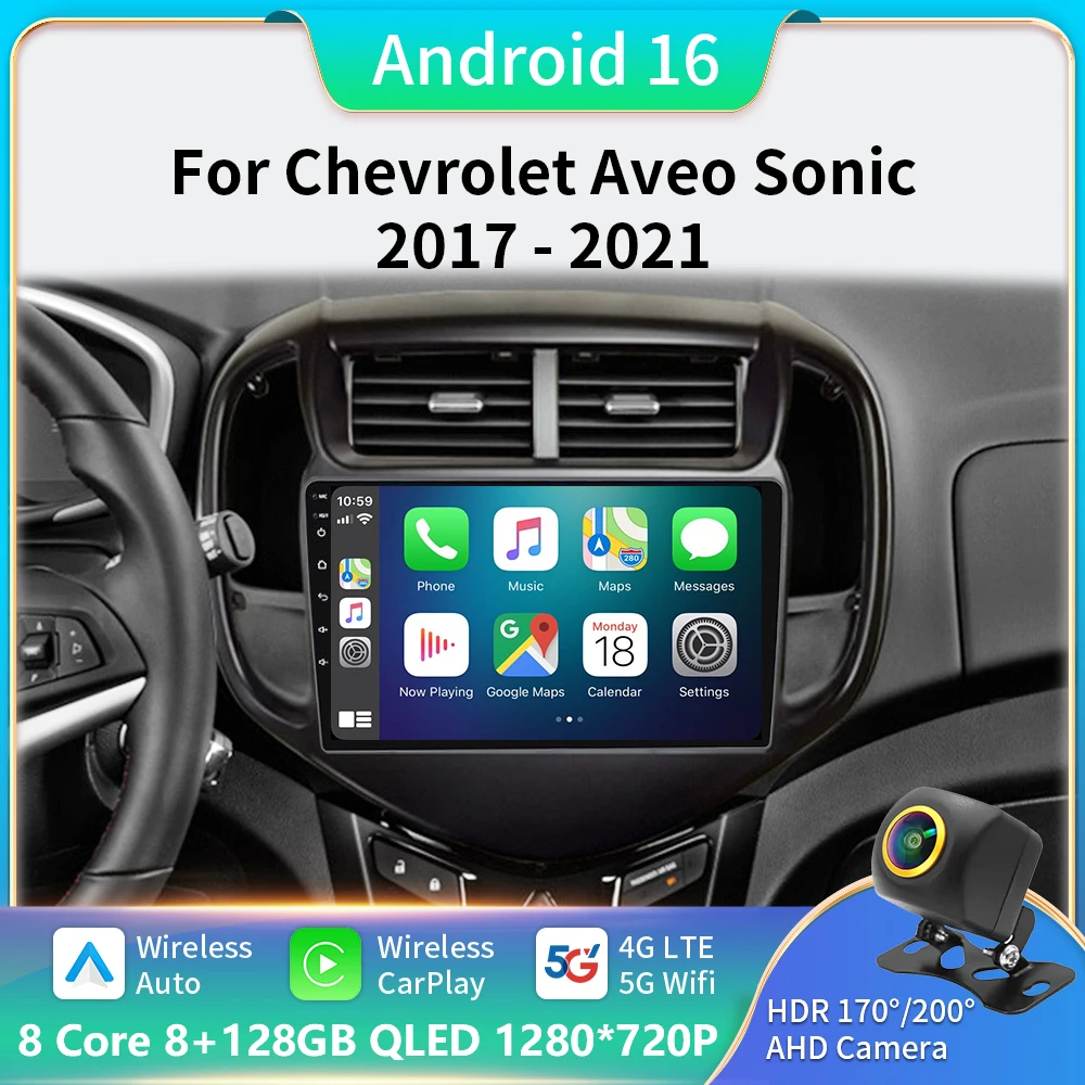 

Android Auto For Chevrolet Aveo Sonic 2017 - 2021 Multimedia Car Radio Monitor Player Autoradio GPS Navigation Stereo Carplay BT