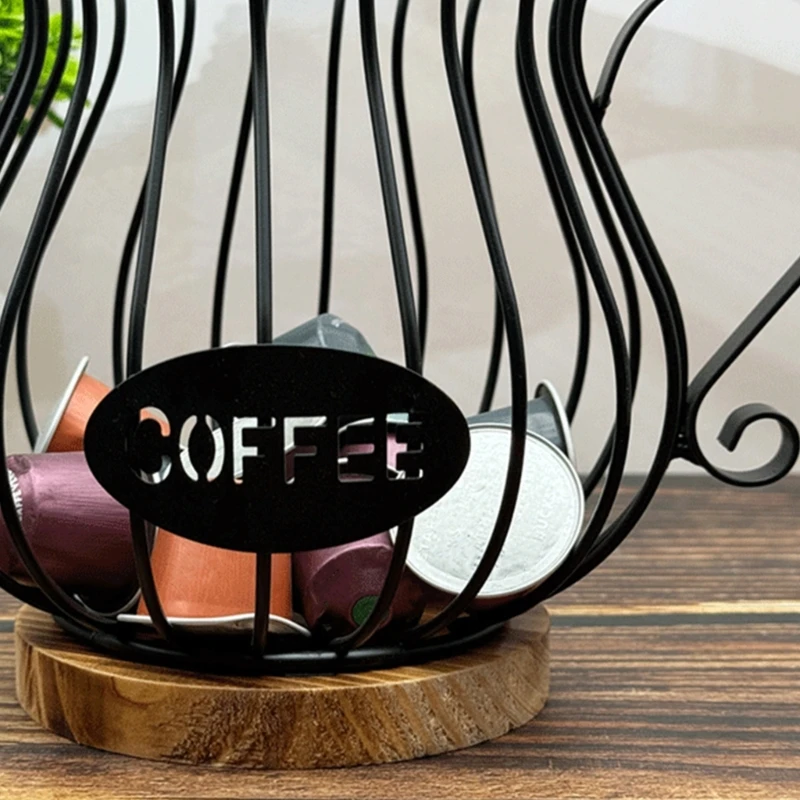 Cesta elegante y elegante para café con diseños de tapas, accesorio para una fácil organización y protección contra la humedad