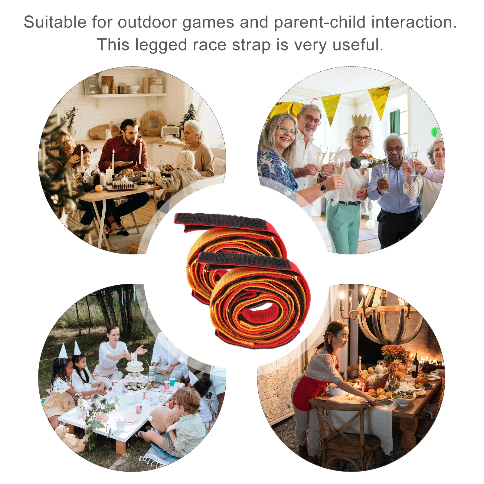 

2pcs Legged Race Bands Thickened Adjustable Straps Polyester Outdoor Games Party Favors Adult Interaction