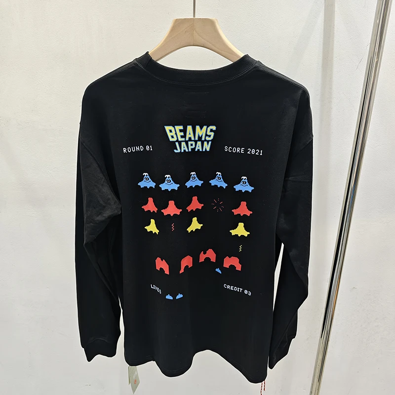

Real Photo Red Rope Series Cotton Men Women Beams Long Sleeve Tshirts Arrange Cartoon Snow Mountain Print Unisex Cleanfit Tops