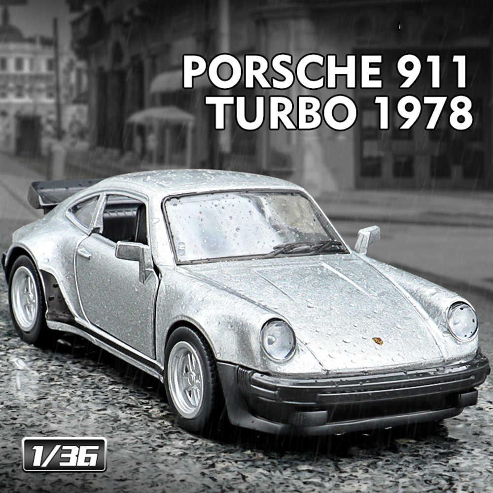 1:36 Porsche 911 Turbo 1978 Model Toy Cars Alloy Diecast AE86 Miniature Vehicles Doors Opened Pull Back Exquisite Interior Gifts