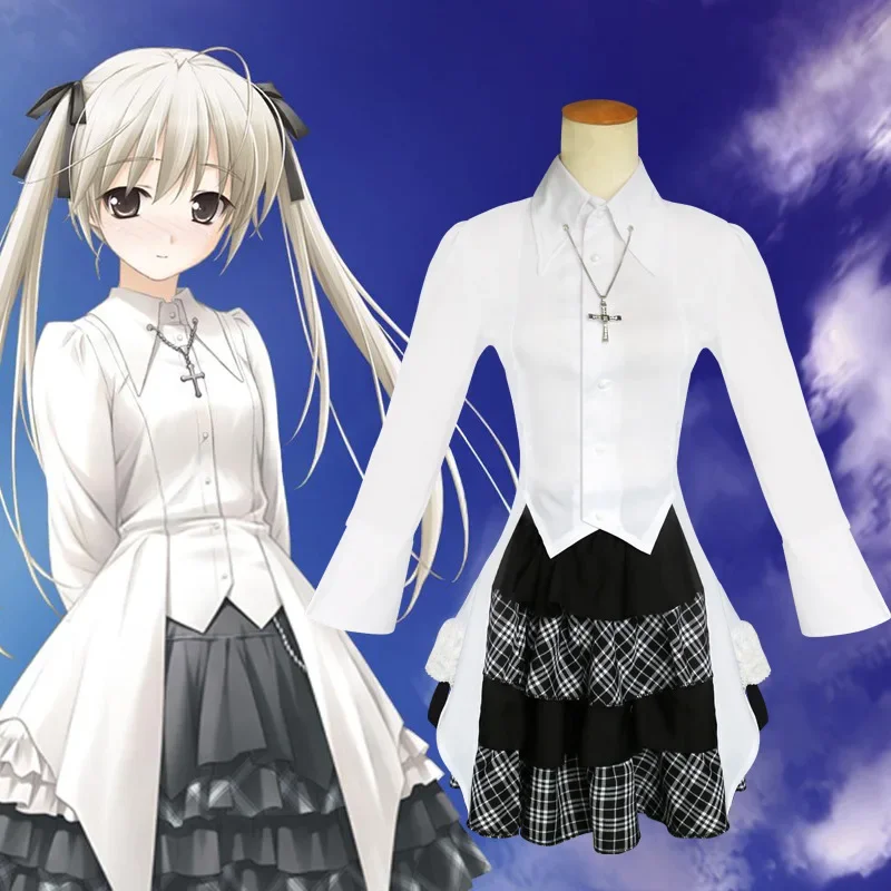 Yosuga no Sora Anime Cosplay Costume pour femme, haut sucette douce japonaise + jupe à carreaux, fête d'Halloween