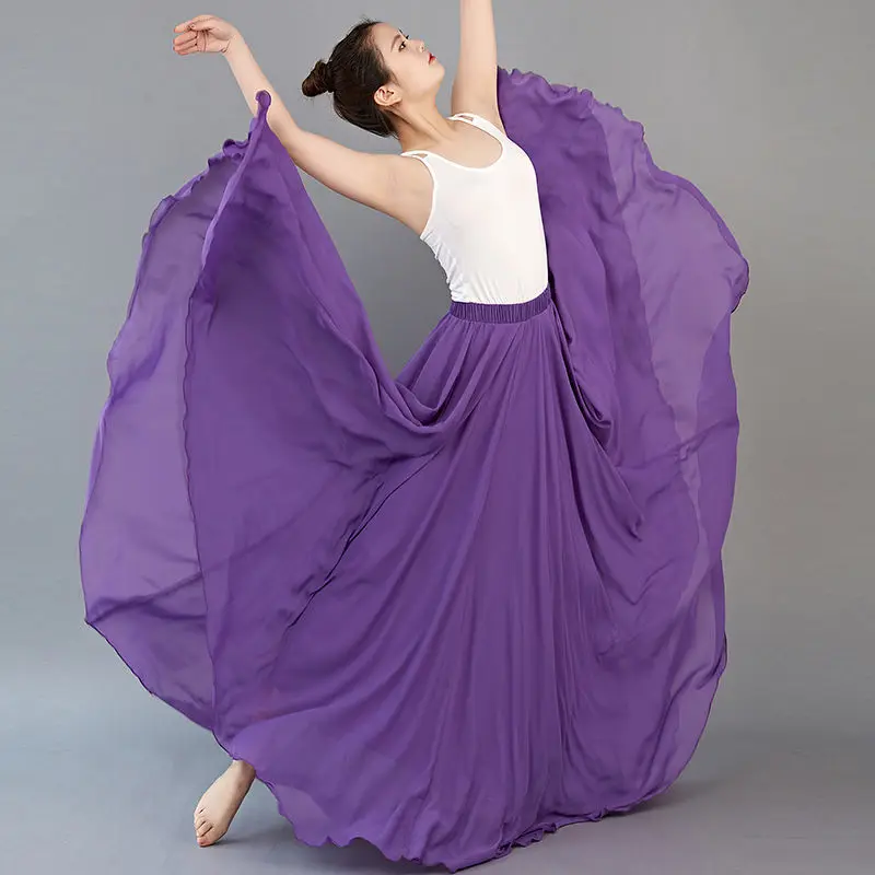 360/540/720 Degree Chiffon Skirt Ballet Belly Dance Women Gypsy Long Skirts Dancer Practice Wear  Assorted Dance Skirt 2023 New