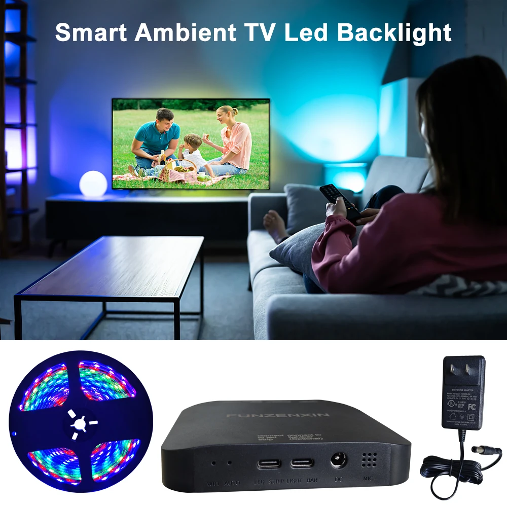 

Fancy Leds Ambilight TV Led Backlight Kit For 4K HDMI 2.0 Device Sync Box WS2811 Strip RGB Fit For PC/PS4 XBOX 24-85 Inch Screen