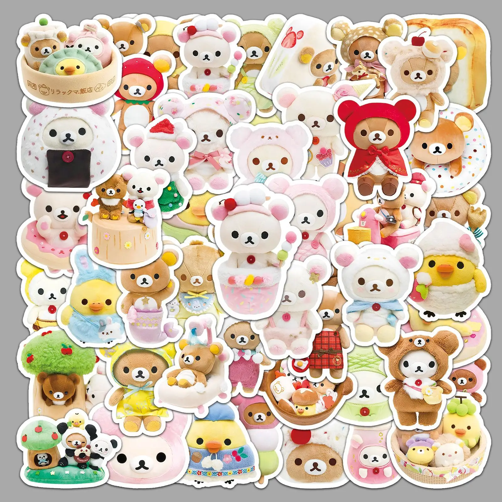 

54PCS Rilakkuma Kawaii Stickers Boys Girls Cute Art Supplies Korean Stationery Decorations Sticker Book Decoration Party Gifts
