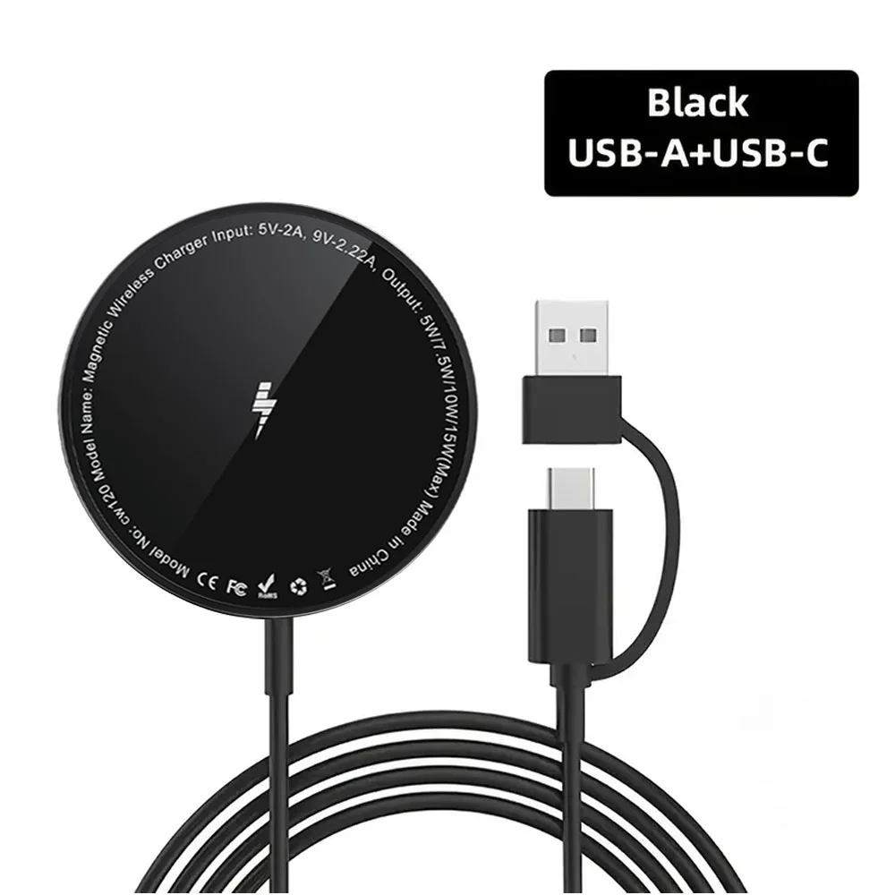 Magnetisches kabelloses Ladegerät mit MagSafe USB- und Typ-C-Anschluss für iPhone 17 Pro Max/17 Pro/17/16/15/14/13/12 – Schnelle Ladestation – Detail 4
