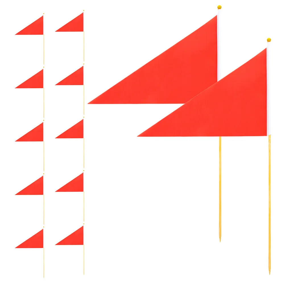 12Pcs High Visibility Red Triangle Marking Flags Construction Yard Survey Irrigation Lawn Outdoor Safety Markers