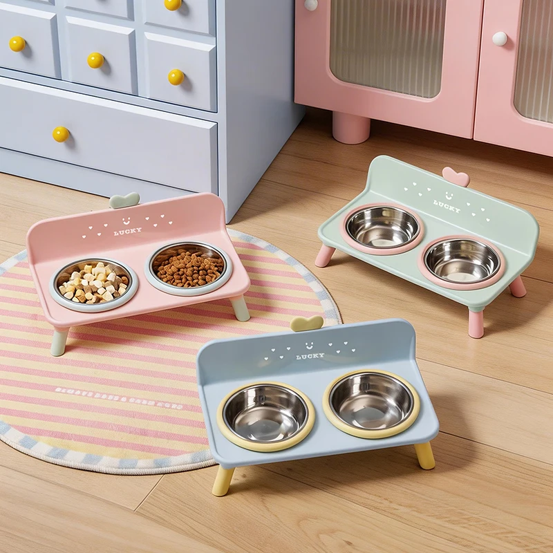 1 Stück Macaron-Serie erhöhte Futterschüssel mit Nackenschutz und spritzwassergeschützter Barriere, hoher ästhetischer Wert, Katzennapf – Detail 6