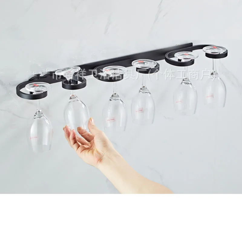 DEOUNY Space Aluminum Hanging for a glass of wine Standing for a glass of wine wine glasses hanging rack No punching required