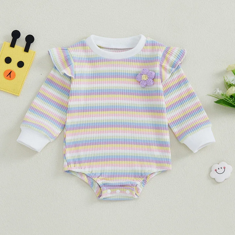 Children Long Sleeve Rompers 0-18 Months Baby Girls Knit Bodysuits Cotton Clothes Toddler Sweater Jumpers Warm Knitwear Clothes