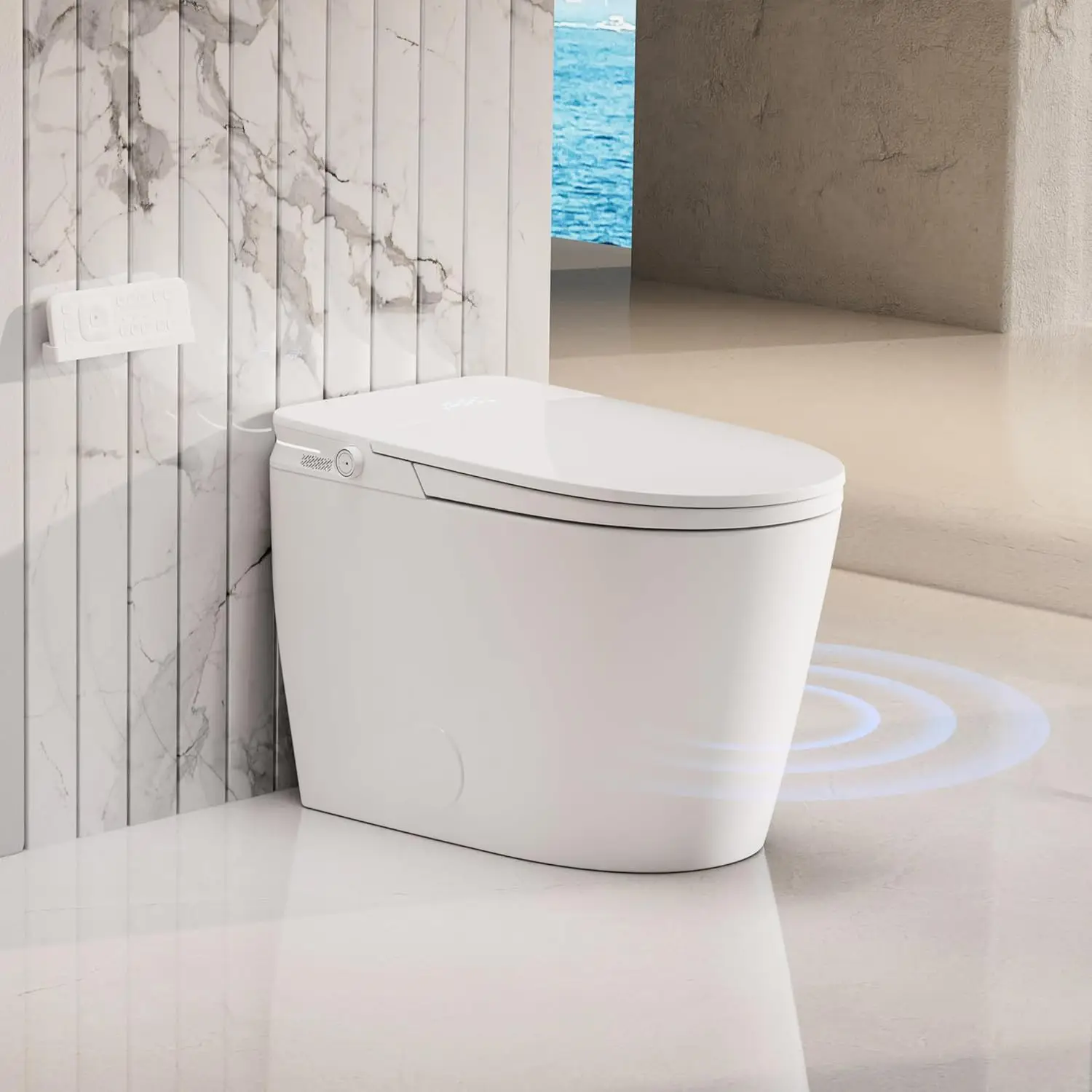 

Умный унитаз-биде с автоматической крышкой и сиденьем, автоматическим смывом (1000 граммов, показатель MaP), комфортной высотой по стандарту ADA, подогревом сиденья, настраиваемый под заказ