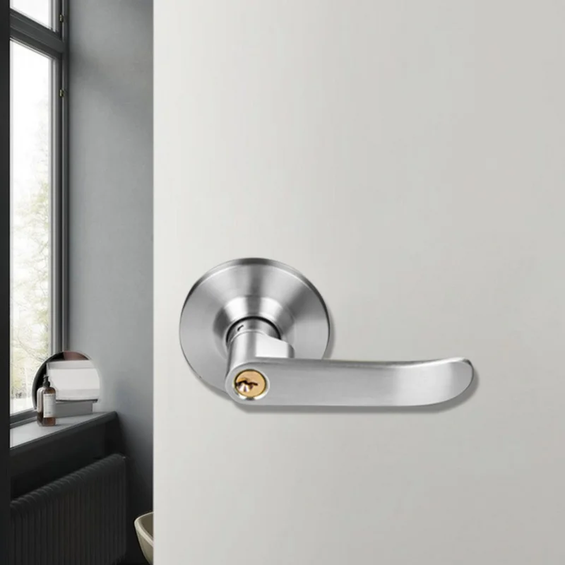 

Stainless Steel Interior Door Lever Lock with 3 Keys - Replacement Knob Handle for Home Office Security