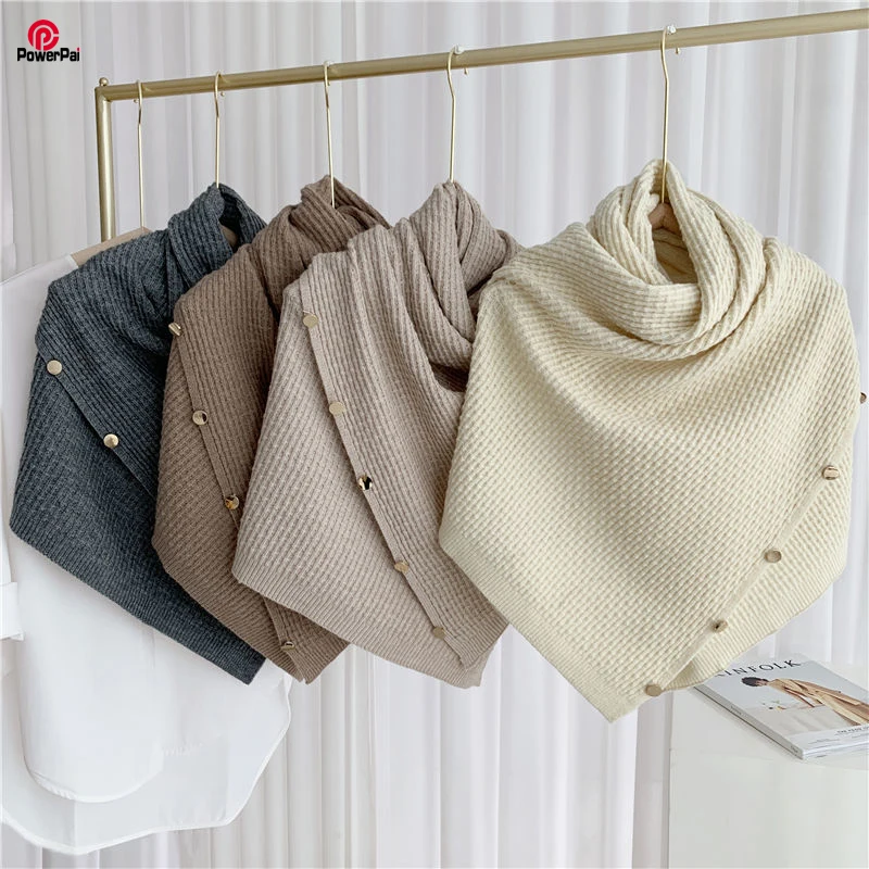 Novelty Magic Knit Scarf Delicate Button Korean Style Shawl Fashion Warm Poncho Cape Fall Winter Wool Neckerchief Versatile