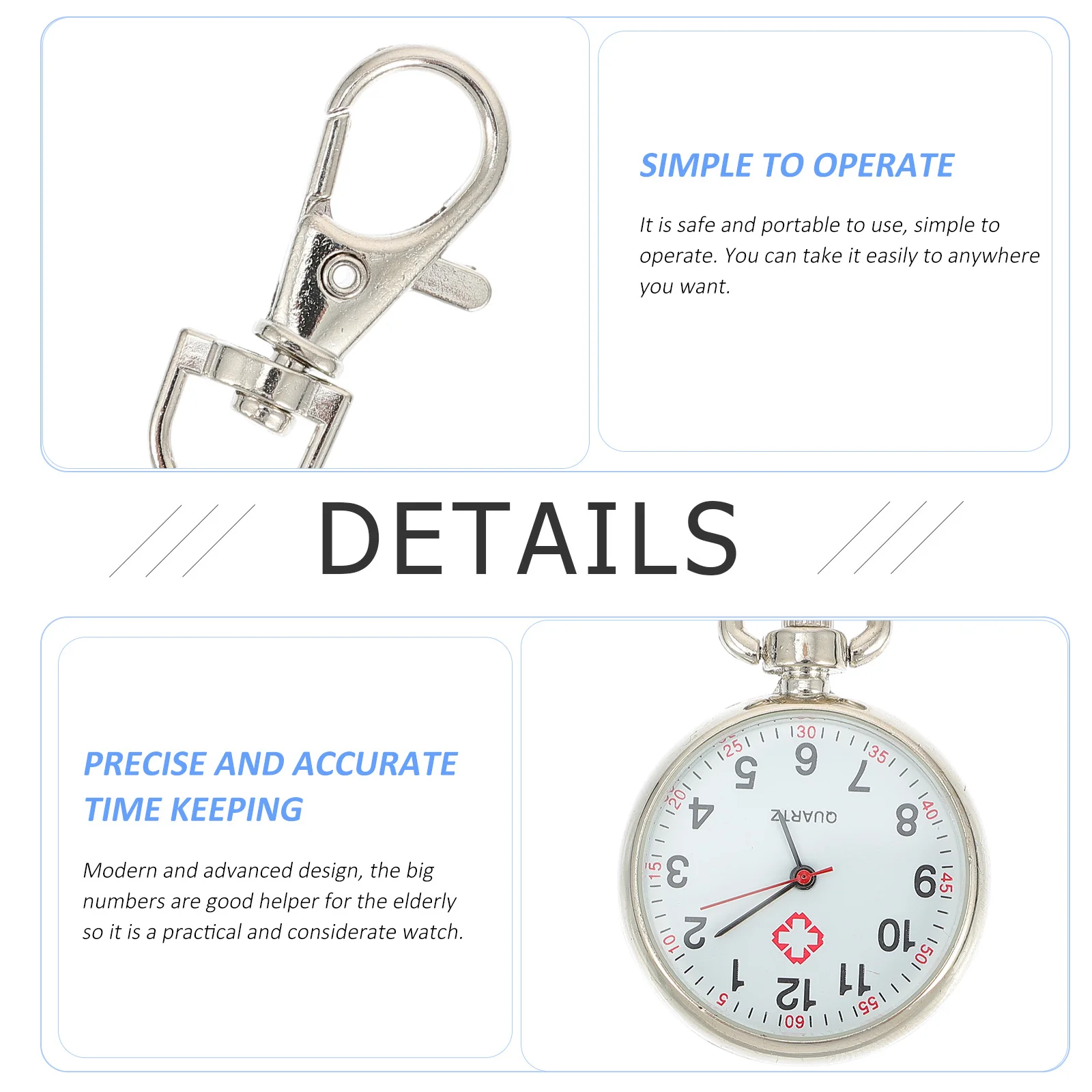 1 قطعة أرقام كبيرة ممرضة ساعة قسط سبائك الزجاج البناء وقت دقيق حفظ ساعة الجيب للممرضات المسنات