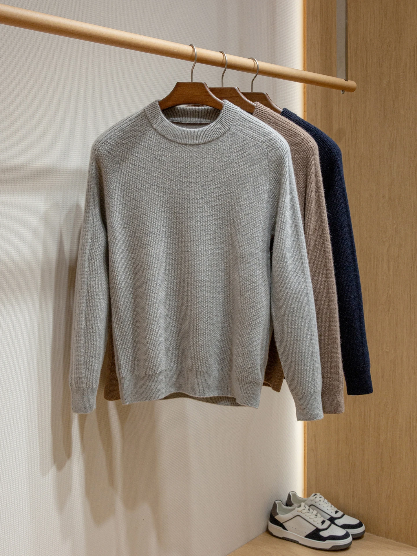 

High ammage Camere Sweater Men's round Ne Knit Lp Edition Select Pure Goat Camere Faion Urban Sle Long Sve Win...