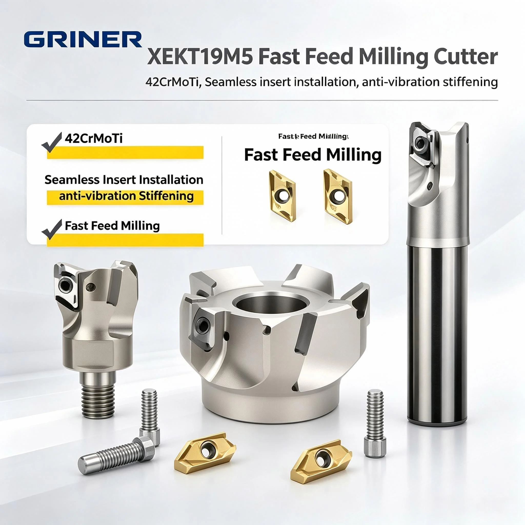 XEKT19 internal cooling milling cutter head for XEKT19 insert with rapid feed milling cutter bar and locking tooth head