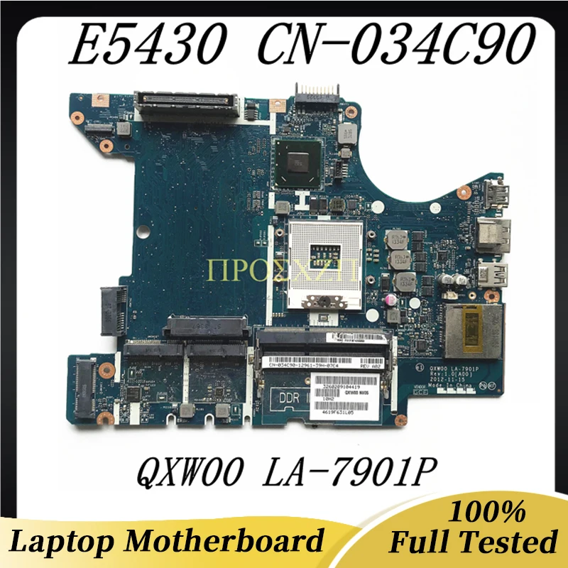 

CN-034C90 034C90 34C90 CN-0R3XNJ R3XNJ CN-0T7NXT T7NXT QXW00 LA-7901P For DELL Latitude E5430 Laptop Motherboard 100%Full Tested