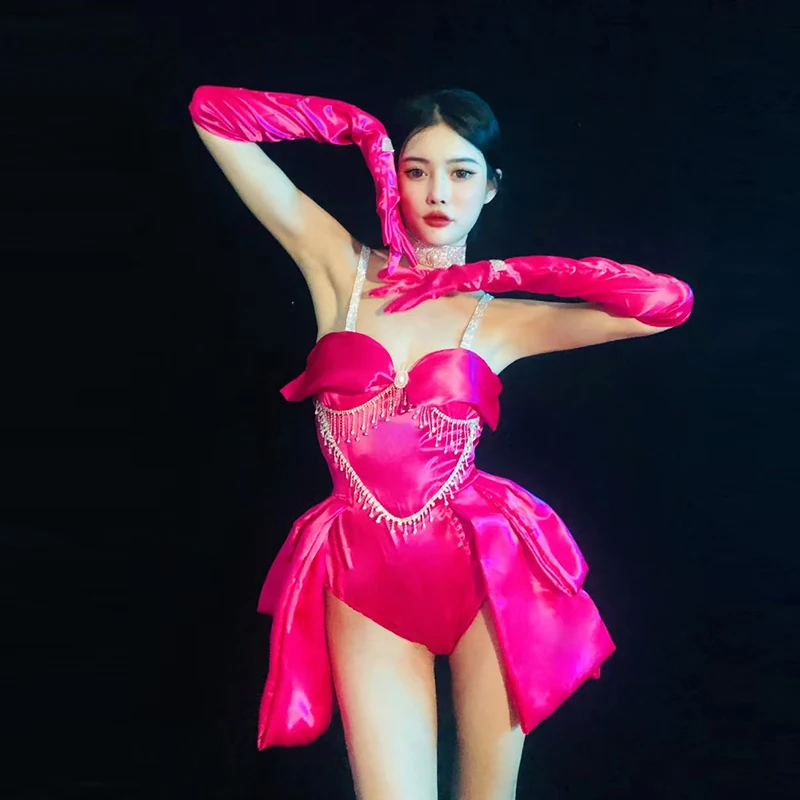 Kostium do tańca Gogo w klubie nocnym, body z frędzlami i dżetami, damski strój do tańca na rurze, ubranie sceniczne dla piosenkarki i tancerki yj932