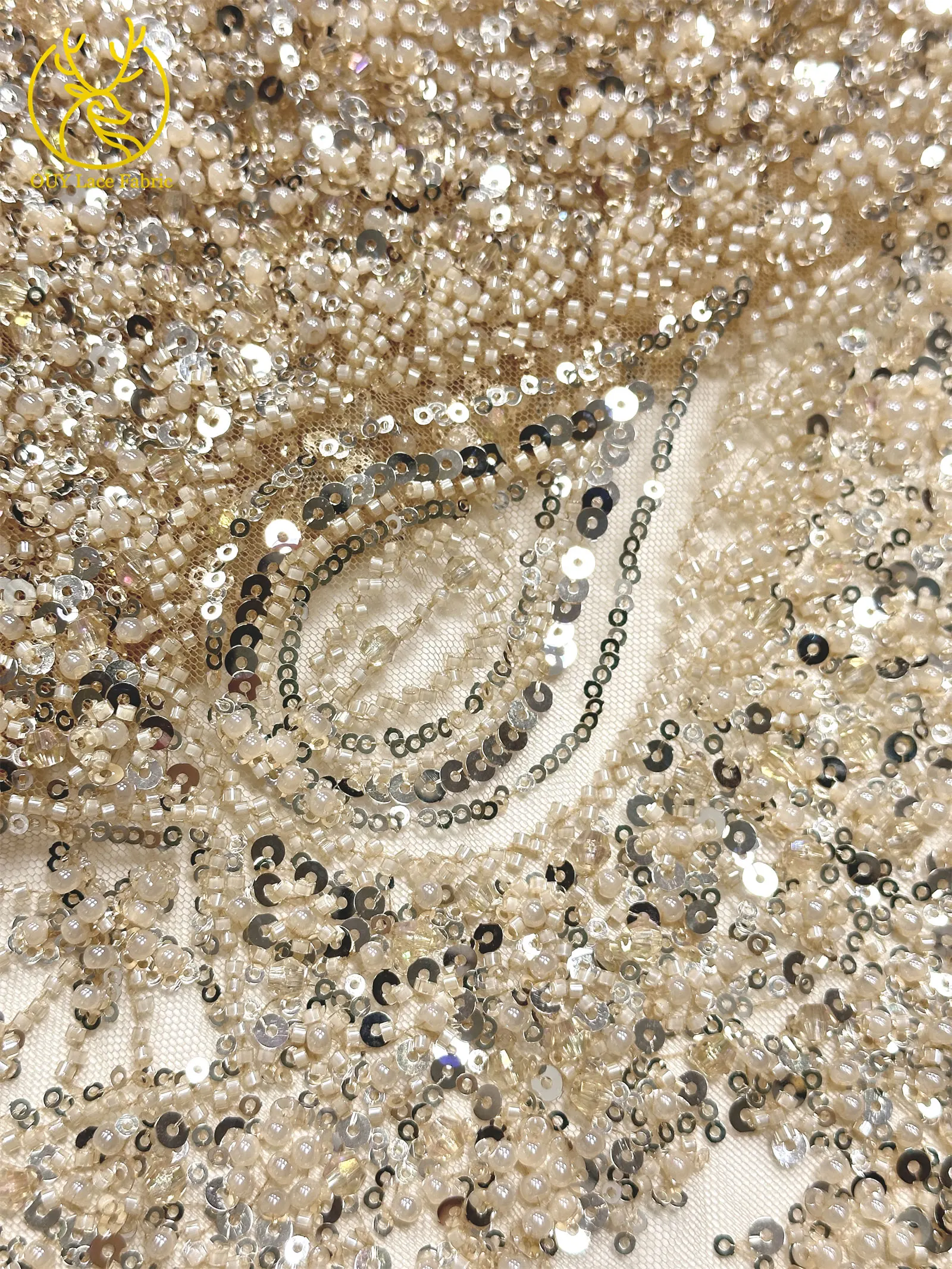 Neues Design Afrikanischer Bräutigam Stickerei-Perlen-Spitzenstoff Hochwertiger Französischer Pailletten-Netzstoff Nigerianisches Damen-Abendkleid – Detail 17