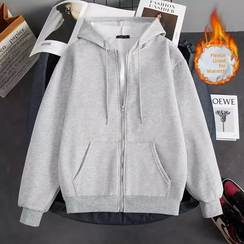 Sweat à capuche cardigan ouvert doublé Fce surdimensionné pour hommes, tenue décontractée, résistante, coupe ample, automne hiver, fermeture à glissière Faion...