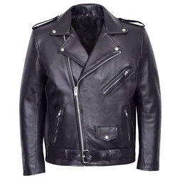 Men PU Leather Jacket Motorcycle Fashion Slim Fit Leather Coat