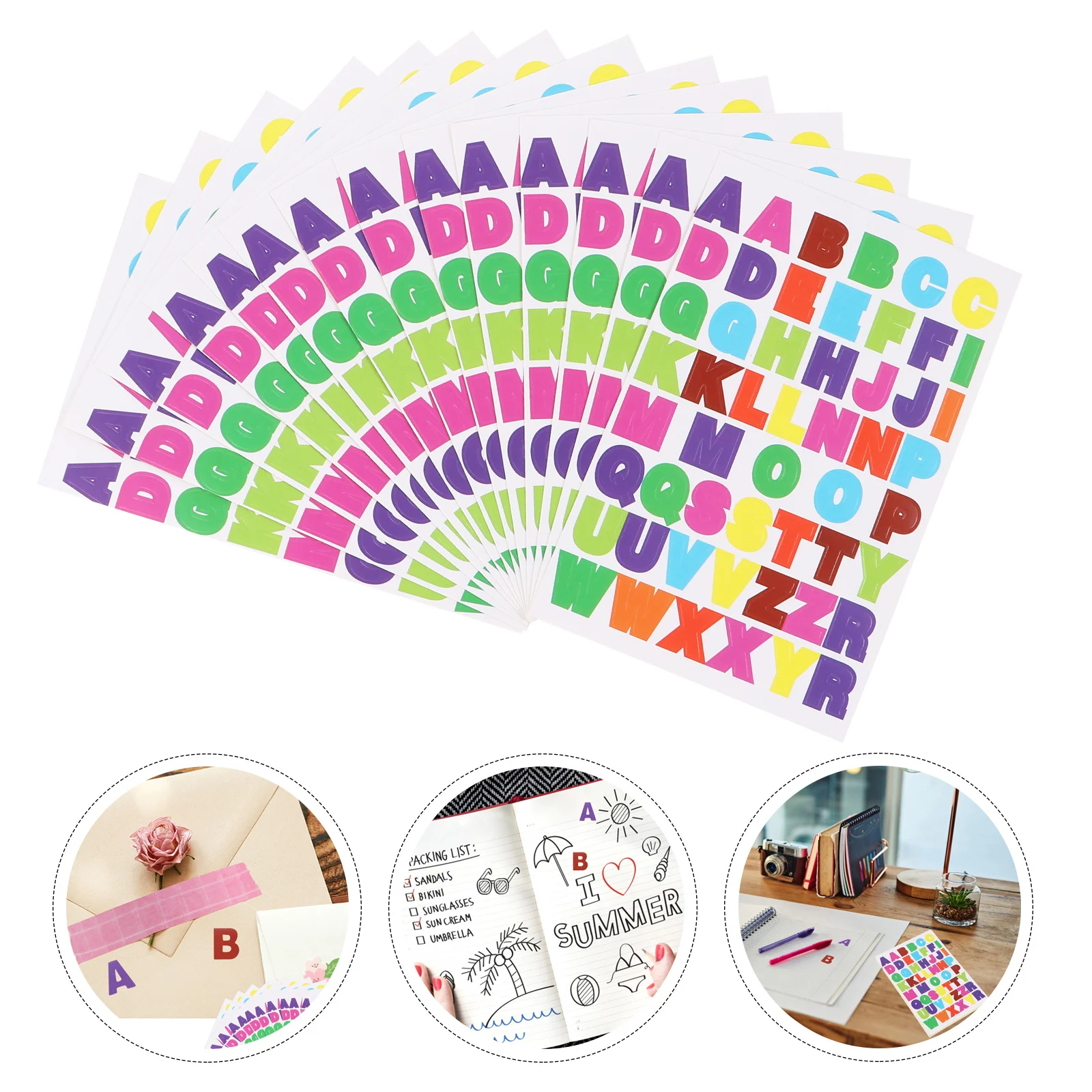 

50pcs Alphabet Letter Stickers Multi Color Diy Decorative Scrapbook Stickers For Self Adhesive Sticker Set Gift